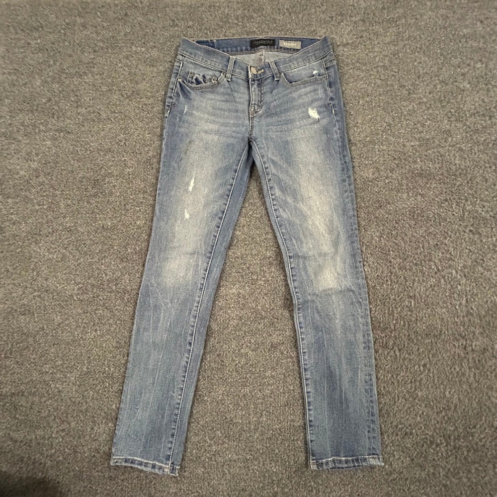 Aeropostale Jeans Womens Size 2 Short Blue Skinny Distressed Low Rise Casual